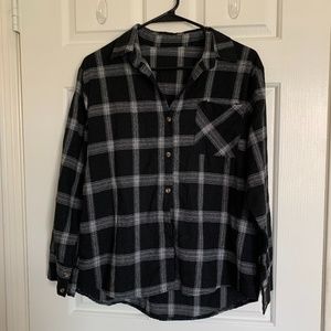 Flannel Style Long Sleeve Button Up Shirt